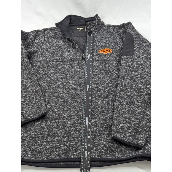 Antigua Quarter Zip Oklahoma State Sideline Pullover (Mens L) Gray Static Heavy - Picture 5 of 7